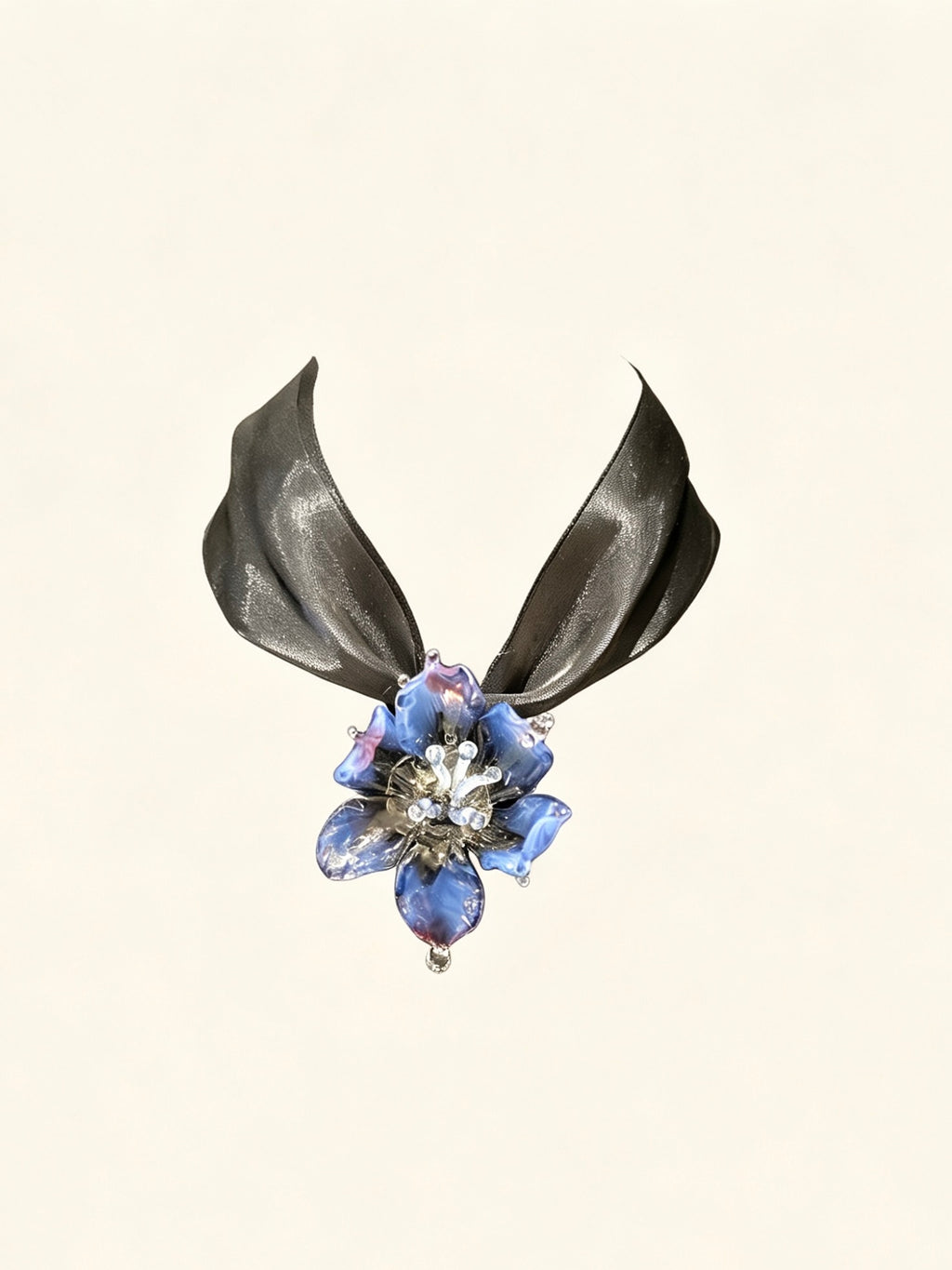 Purple Blue Liuli Glass orchid Choker Necklace - Handcrafted Lampwork Jewelry by REALONETARA