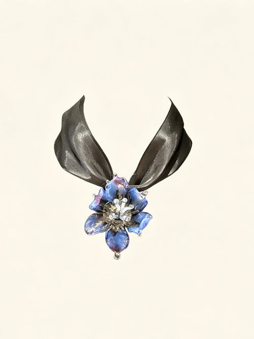 Purple Blue Liuli orchid Choker Necklace - Handcrafted Lampwork Jewelry by REALONETARA